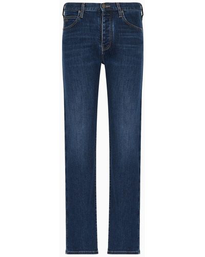 Emporio Armani J21 Regular-fit Jeans In Washed 11.5 Oz Comfort Denim - Blue