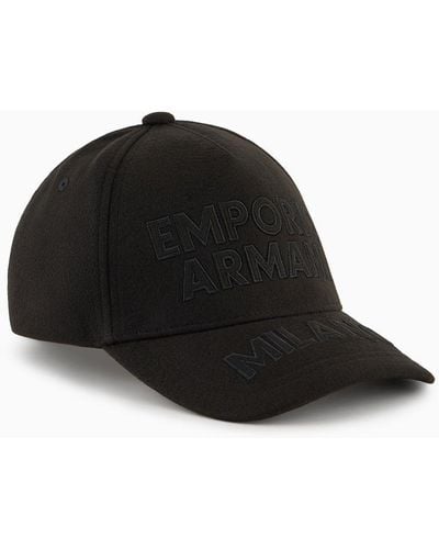 Emporio Armani Cloth Baseball Cap With Milano Embroidery - Black