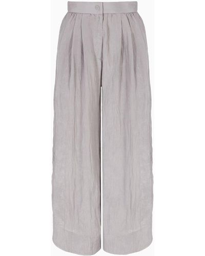 Emporio Armani Extra Wide-leg Nylon-crépon Trousers - Grey