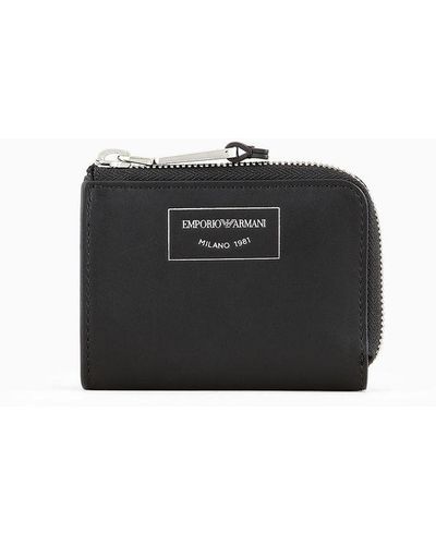 Emporio Armani Asv Ecological Leather Zip-around Mini Wallet - Black