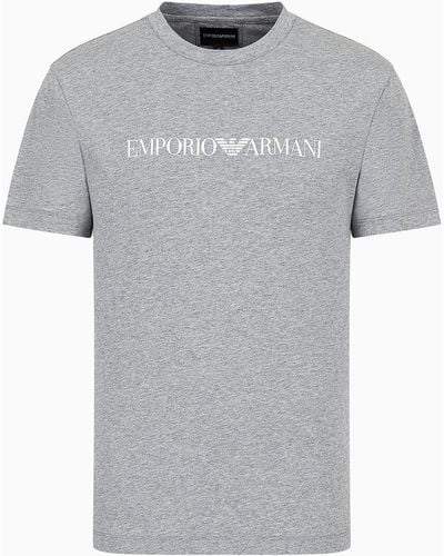 Emporio Armani T-shirt In Jersey Pima Con Stampa Logo - Multicolore