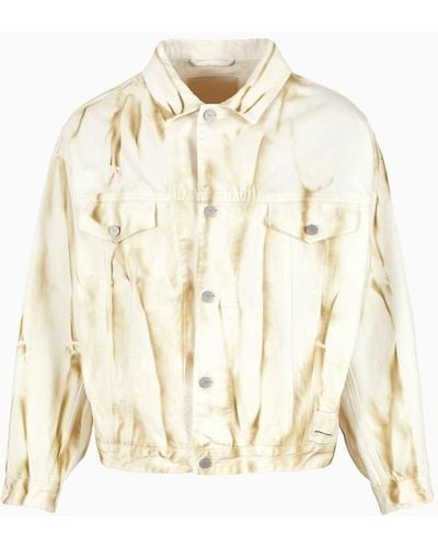 Emporio Armani Sustainability Values Capsule Collection Organic Drill Blouson With Streaks - Natural