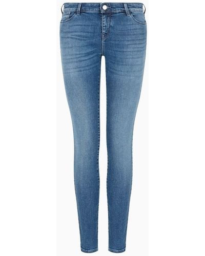 Emporio Armani J23 Mid-rise, Super-skinny Jeans In A Worn-look Denim - Blue