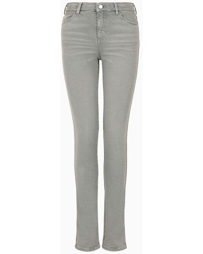 Emporio Armani Jeans J18 Vita Alta E Gamba Skinny In Tessuto Stretch Tinto Capo - Grigio