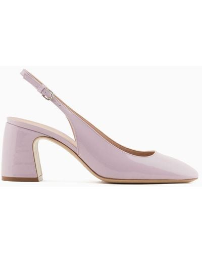 Emporio Armani Décolleté Slingback In Pelle Verniciata - Rosa