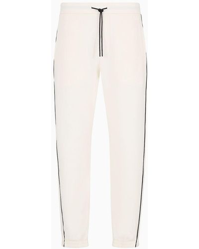 Emporio Armani Double-jersey Joggers With Drawstring And Logo Tape - White