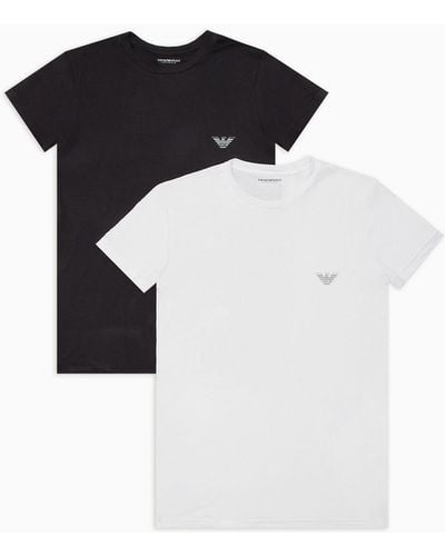 Emporio Armani Lot De 2 t-shirts De Détente Coupe Slim En Viscose Écologique Au Toucher Doux Asv - Noir