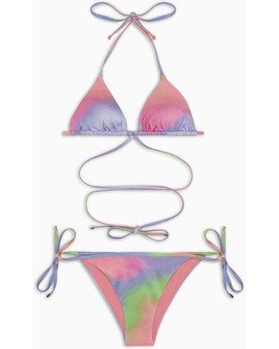 Emporio Armani Bikini Con Triangolo Imbottito Stampa All Over Sustainability Values Capsule Collection - Bianco