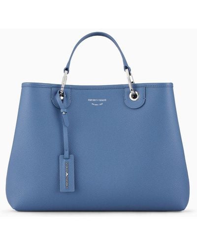 Emporio Armani Medium Myea Shopper Bag With Deer Print - Blue
