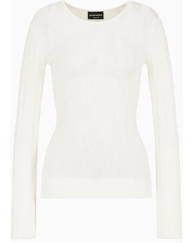 Emporio Armani Viscose Sweater With An Irregular Pattern - White
