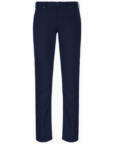 Emporio Armani Slim-fit J06 Pants In Textured, Yarn-dyed Fabric - Blue