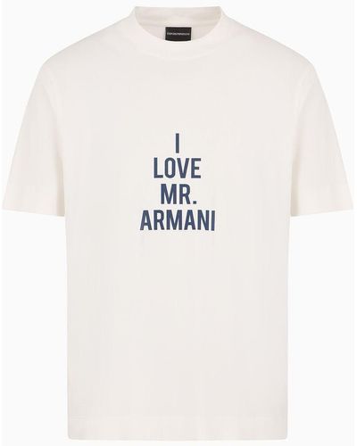 Emporio Armani Asv T-shirt Aus Leichtem Jersey Mit "i Love Mr Armani"-print - Weiß