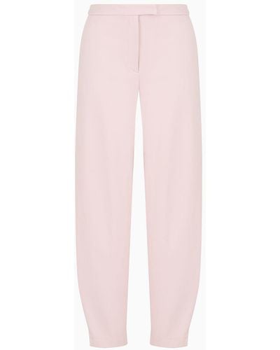 Emporio Armani Stretch Milano-stitch Fabric Trousers With Narrow Hem - Pink
