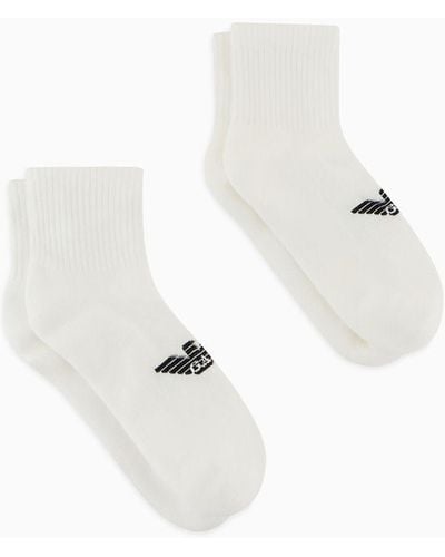 Emporio Armani 2er-pack Kurze Socken Aus Frottee Mit Sporty-logo - Weiß