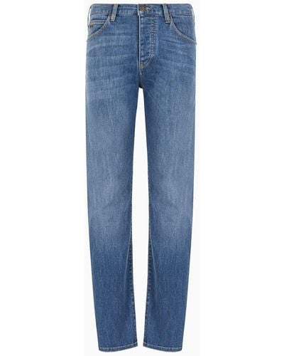 Emporio Armani J21 Regular-fit Jeans In Washed 11.5 Oz Comfort Denim - Blue