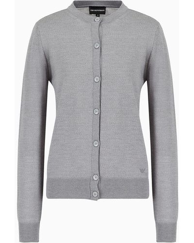 Emporio Armani Cardigan In Pura Lana Vergine - Grigio