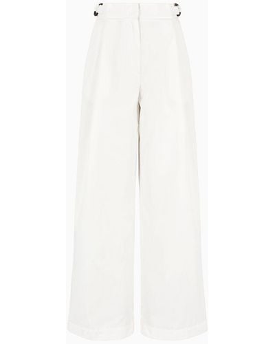 Emporio Armani High-rise Cotton-blend Palazzo Trousers - White