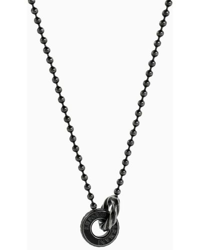 Emporio Armani Collier Pendentif En Acier Inoxydable Avec Finition Noircie - Métallisé