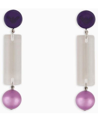 Emporio Armani Cylindrical Pendant Earrings - Purple