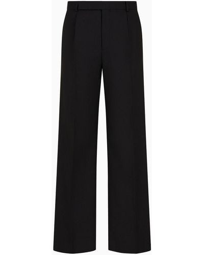 Emporio Armani Pants With A Pleat In A Natural Stretch Tropical Light Wool - Black