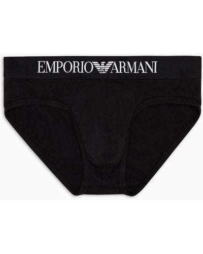 Emporio Armani Slip Basique Avec Taille À Logo - Noir
