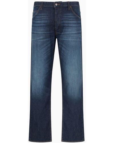 Emporio Armani Jean J69 Coupe Large En Toile De Denim Légère - Bleu