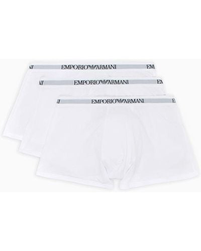 Emporio Armani Pack 3 Parigamba Basic In Puro Cotone - Bianco