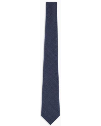 Emporio Armani Krawatte Aus Wolle Mit Mikro-hahnentrittmuster In Jacquard-stoff-verarbeitung - Blau