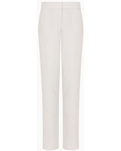 Emporio Armani Pantaloni Con Pinces In Tecno Seersucker - Bianco