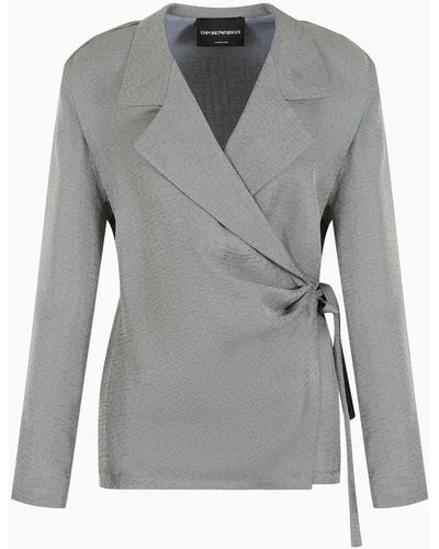 Emporio Armani Double Fabric Jacket With Side Tie - Gray