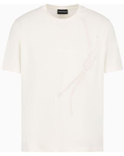 Emporio Armani Asv T-shirt Aus Jersey Mit Tau-stickerei Und Logo - Weiß