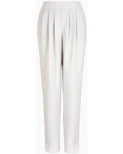 Emporio Armani Darted, High-waisted Pants In Techno Cady - Gray