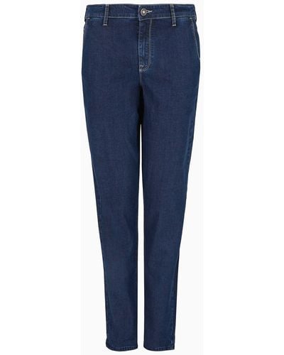 Emporio Armani Pantalones J5a De Cintura Media Y Pernera Relajada En Denim De Lyocell Y Algodón - Azul