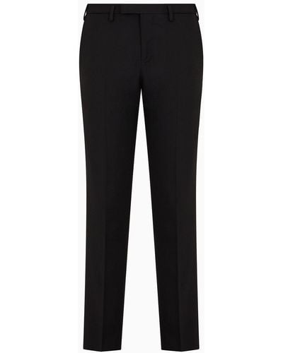 Emporio Armani Pants In Natural Stretch Tropical Light Wool - Black