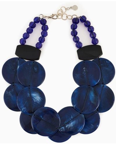 Emporio Armani Oversize Necklace With Round Gemstones - Blue
