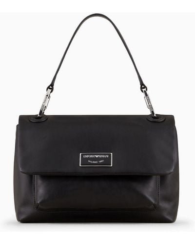 Emporio Armani Myea Bag Ecological-leather Handbag With Flap - Black