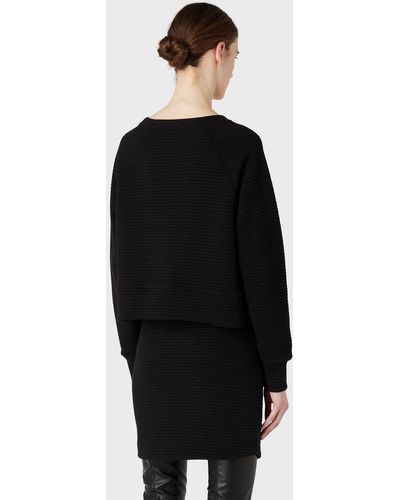 Emporio Armani Honeycomb-motif Quilted Fabric Sweatshirt - Black