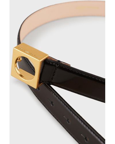 Emporio Armani Brushed-leather Belt With Geometric Buckle - White