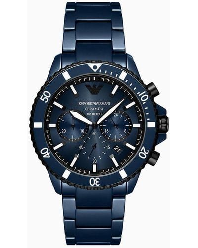 Emporio Armani Chronograph Blue Ceramic Watch
