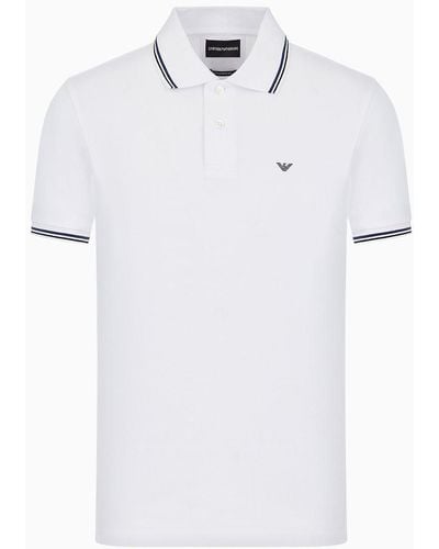 Emporio Armani Poloshirt Slim Fit Aus Pikee Mit Stretchanteil Und Mikro-adler - Weiß