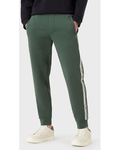 Emporio Armani Pantalones De Chándal Con Cinta Bicolor Con Logotipo En Tejido Jacquard - Verde