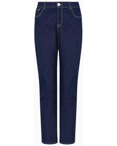 Emporio Armani Jeans J36 Vita Media E Gamba Dritta In Denim Rinse - Blu
