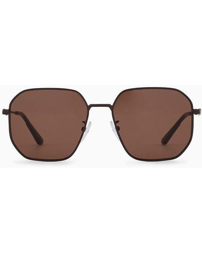 Emporio Armani Square Sunglasses Asian Fit - Brown