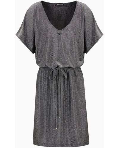 Emporio Armani Lurex Beachwear Dress With Drawstring - Grey