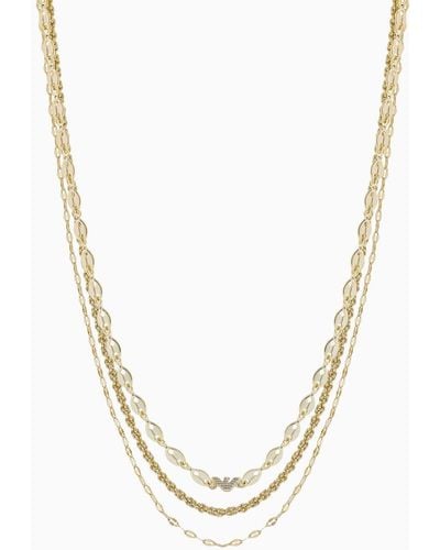 Emporio Armani Gold-tone Brass Multi-strand Necklace - White