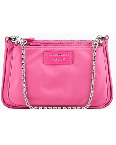 Emporio Armani Satin-nylon Double Mini Bag With Shoulder Strap - Pink