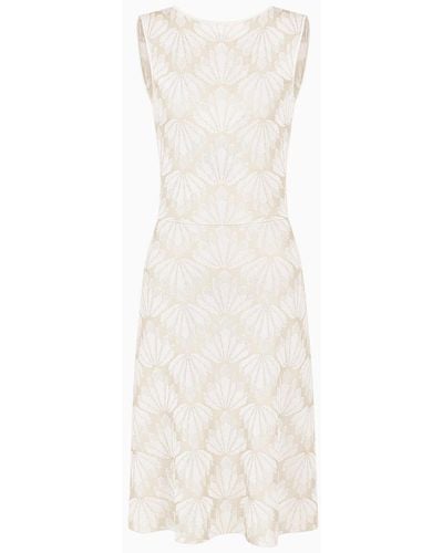 Emporio Armani Palm Tree Design Jacquard Knit Dress - White