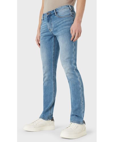 Emporio Armani J06 Vintage-look Slim-fit Denim Jeans - Blue