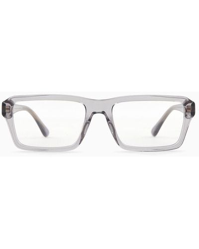 Emporio Armani Rectangular Glasses Asian Fit - White