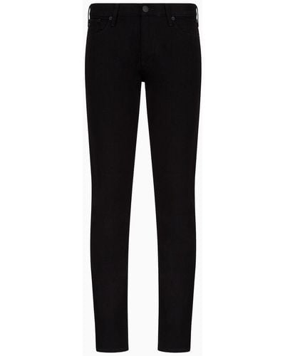 Emporio Armani J06 Slim-fit, Washed, 10.5 Oz Comfort-denim Jeans - Black